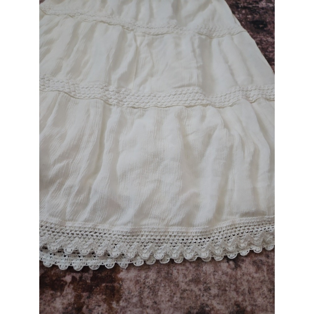 Studio West Apparel White Tiered Boho Midi Skirt Petite Small (PS) - Picture 11 of 12